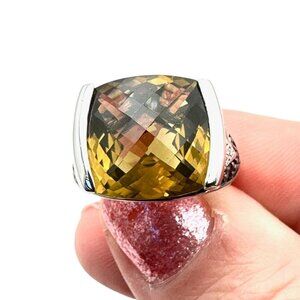 Designer Womens Ring Sterling Silver Smokey Topaz Size 6 Ornate Setting Estate
